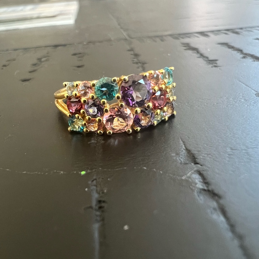 Multi Gemstone 925 Sterling Silver Ring - image 2